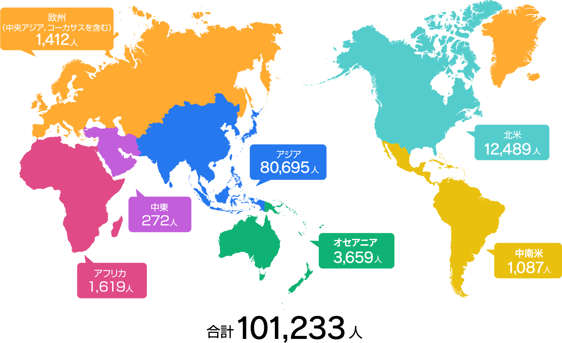 国際交流の実績の地図