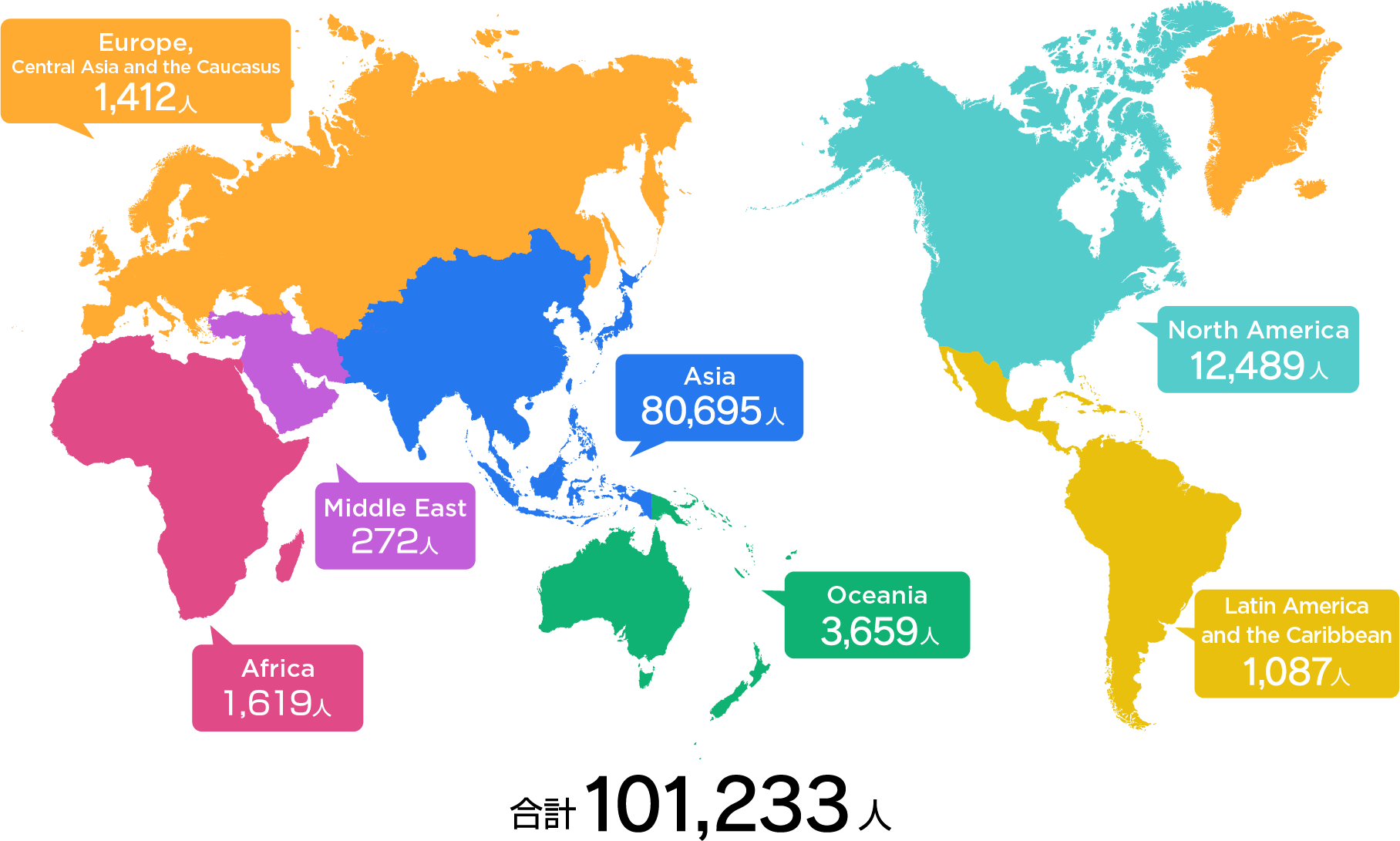 Achievements in International Exchange map
